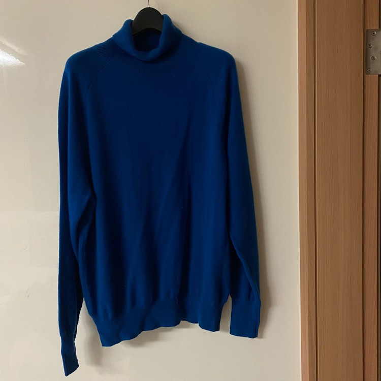 엘가노벰버 heriga 캐시미어100% 터틀넥 니트 스웨터 블루 헤리가--6