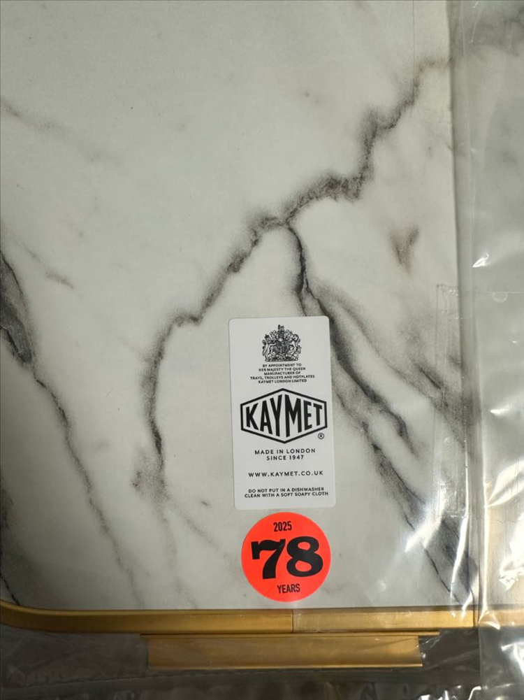 새상품 케이멧 KAYMET01 영국 왕실 서빙트레이 16인치 화이트 마블/골드 20->147000--2