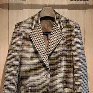 베이지 체크 모직자켓 M