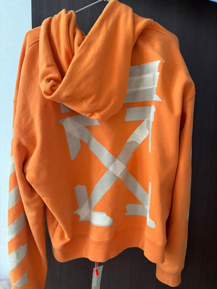 오프화이트 후드티 오렌지 이미지