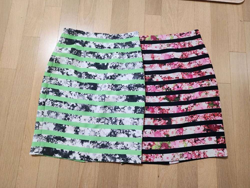 (2개일괄)세련된 모조에스핀 플라워 패턴 스커트--0