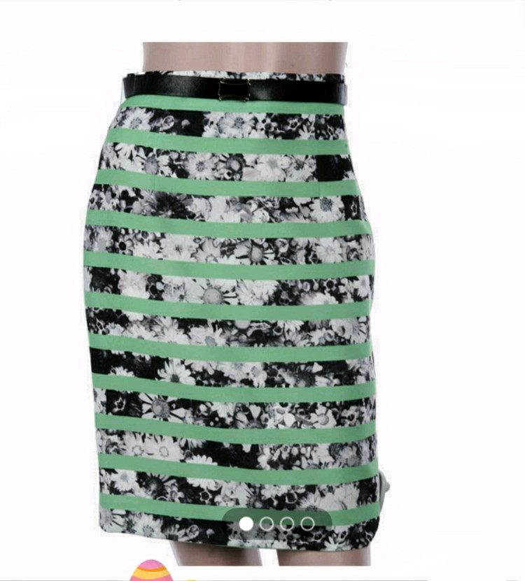 (2개일괄)세련된 모조에스핀 플라워 패턴 스커트--1