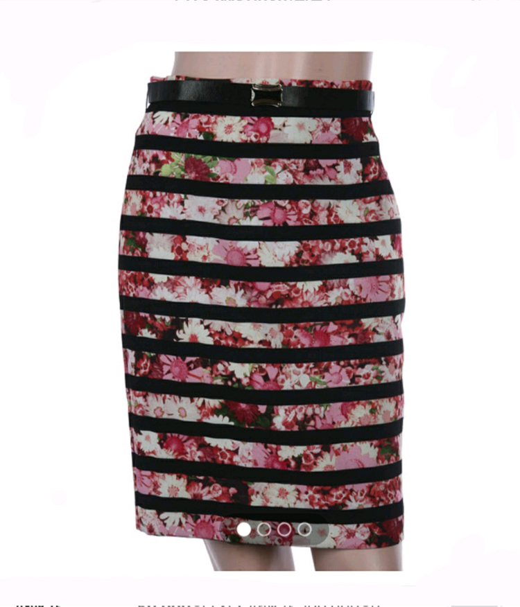 (2개일괄)세련된 모조에스핀 플라워 패턴 스커트--4