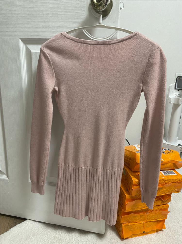 kindame 핑크 V넥 골지 니트 원피스 F--1