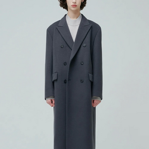 [L]A급 무탠다드 대디숄더 더블 롱 코트 다크그레이 무신사 이미지