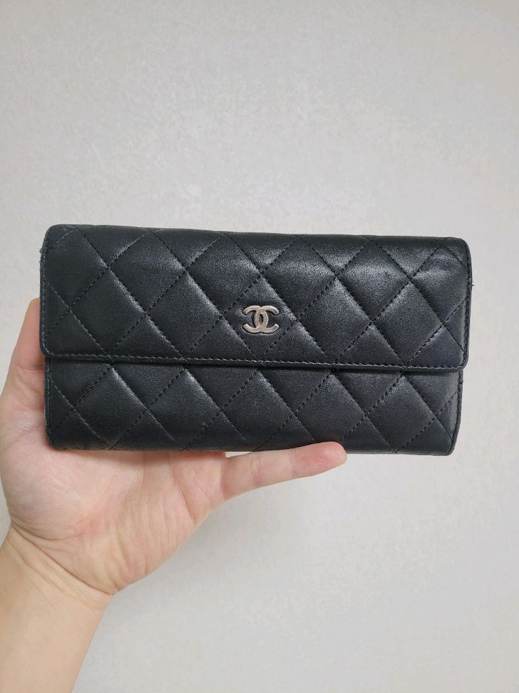 샤넬 램스킨 장지갑 정품--1