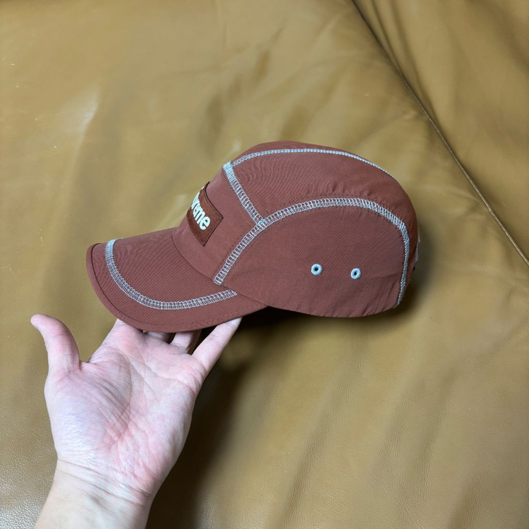 슈프림 캠프캡 모자 박스로고 23ss 리플렉티브 스티치 브라운--4