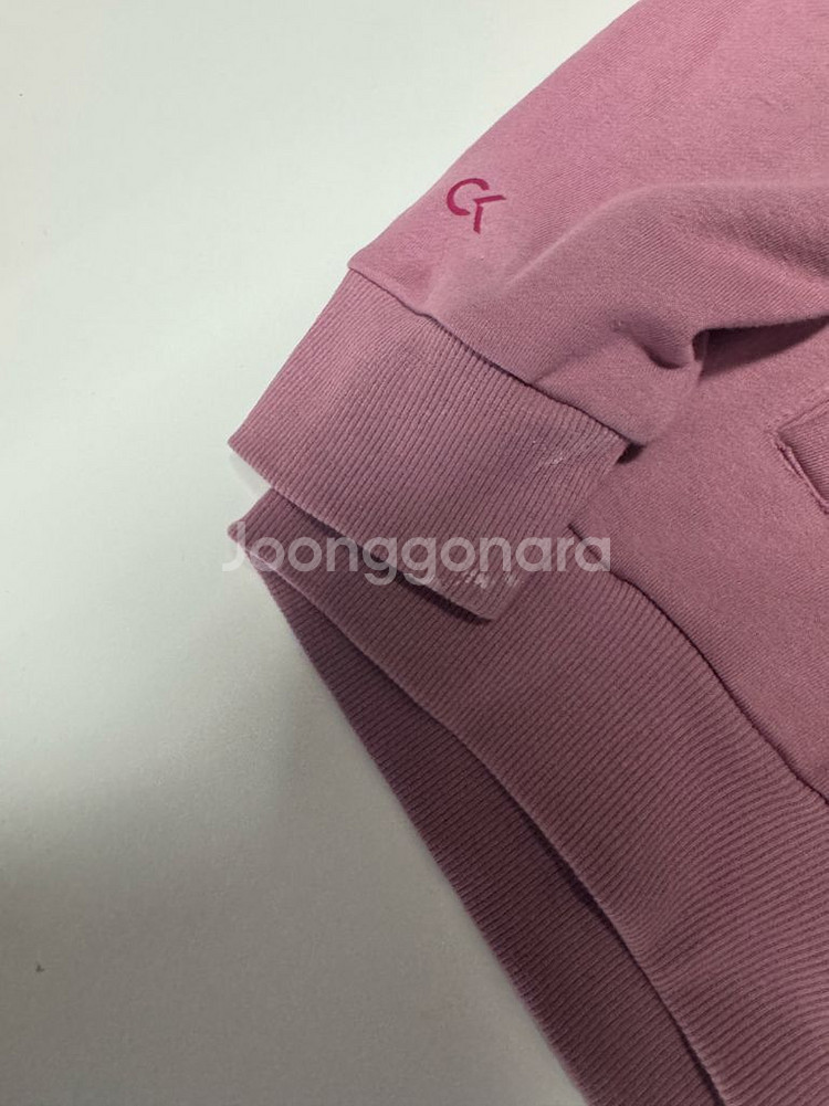 여성 캘빈클라인 CK 로고 기모 로즈 후드집업 L--4