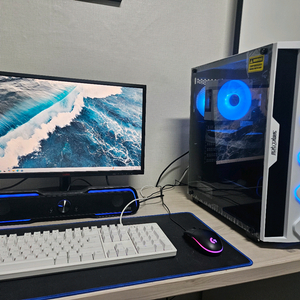 급처)라이젠7800X3D B650M 9060XT 화이트신품 본체 모니터 풀셋!~