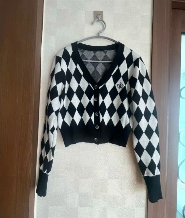 니트..앙고라 크롭 가디건--1