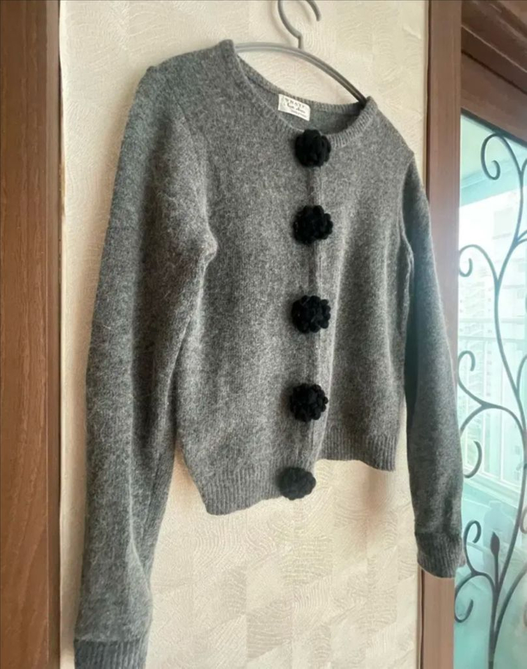 니트..앙고라 크롭 가디건--2