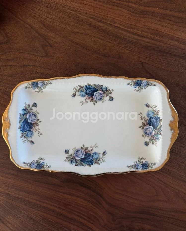 Royal Albert 로얄알버트 황실장미 문라이트로즈 사각접시--1