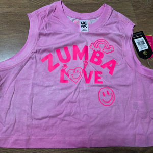 줌바 핑크 크롭 나시 s