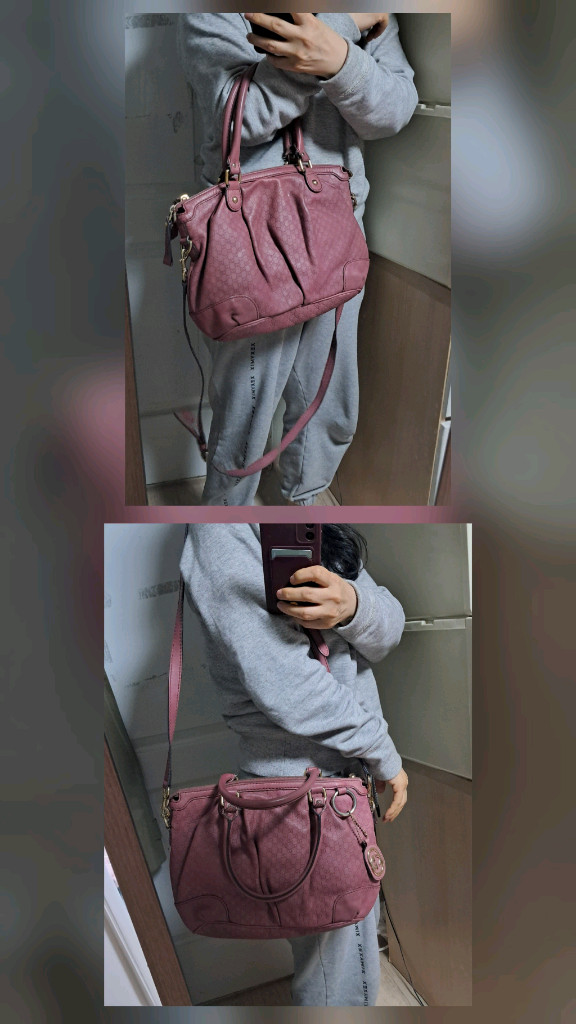 정품 구찌 백 마이크로시마 핑크 숄더백 토트백 3way 가방--9