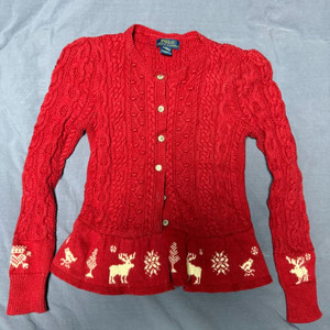 폴로 랄프로렌 아동 레드 니트 가디건 6X