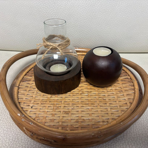 [미사용]우드 원형 원목 캔들 트레이 세트 일괄판매 3p