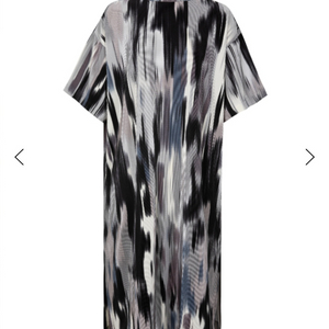 (새제품) 띠서울 킴스어패럴 플리츠 하이넥 원피스 - 나염 그레이