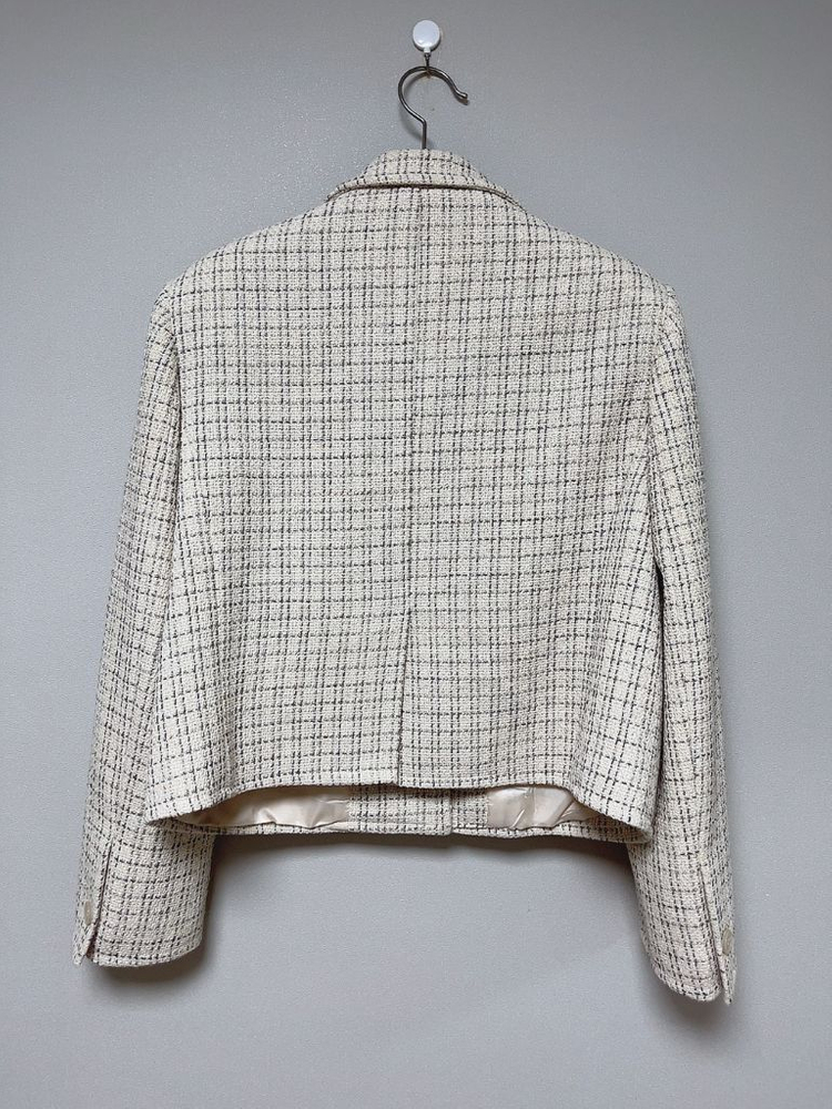 (가격인하/무료배송) 모멘텀 체크 트위드 자켓 두번 착용 이미지