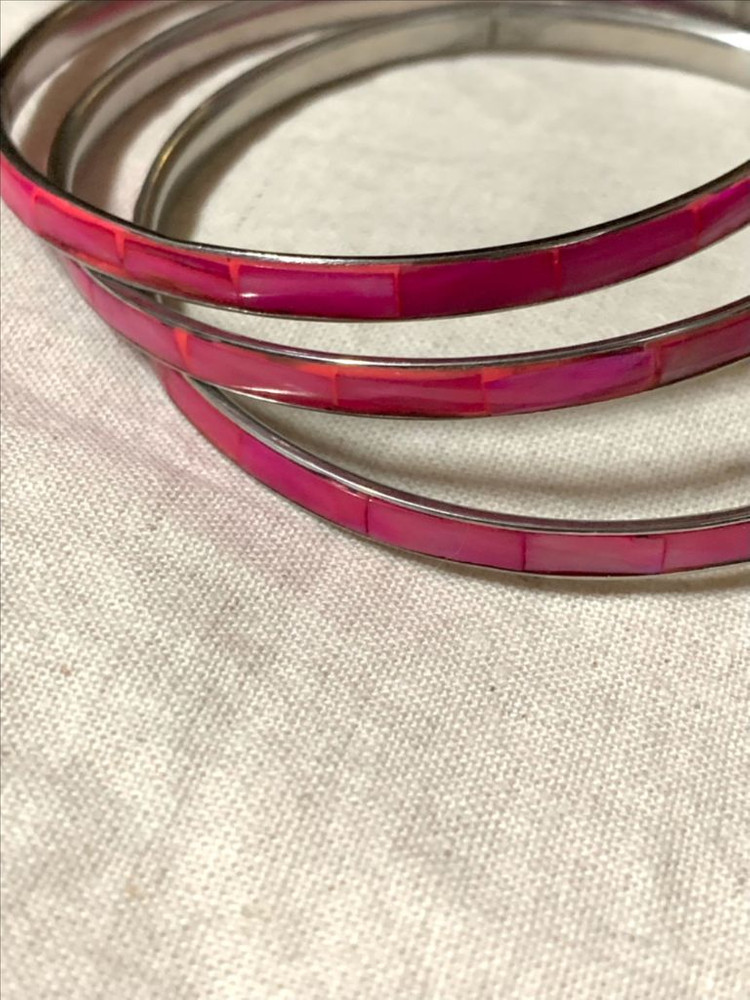 빈티지 핫핑크 자개 뱅글--1