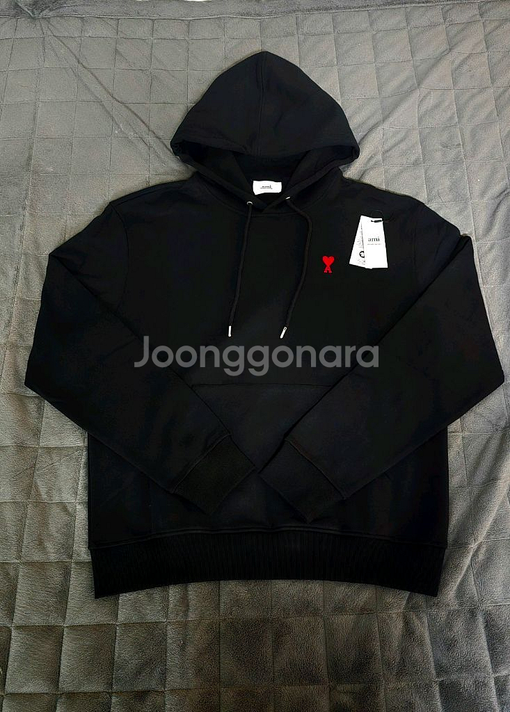 아미 스몰하트 로고 후드티 티셔츠 블랙 XL사이즈(국내105)--1