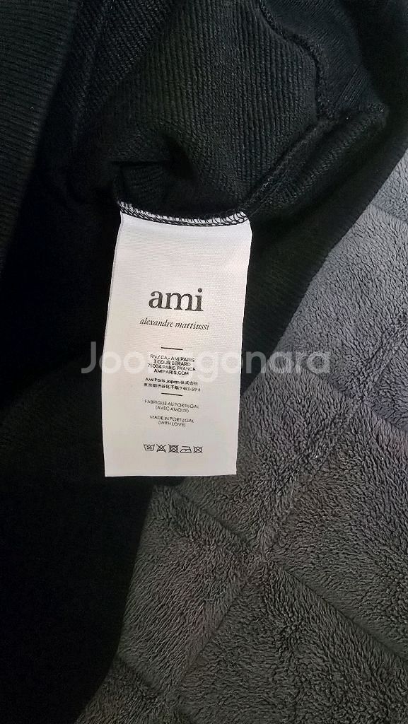 아미 스몰하트 로고 후드티 티셔츠 블랙 XL사이즈(국내105)--4