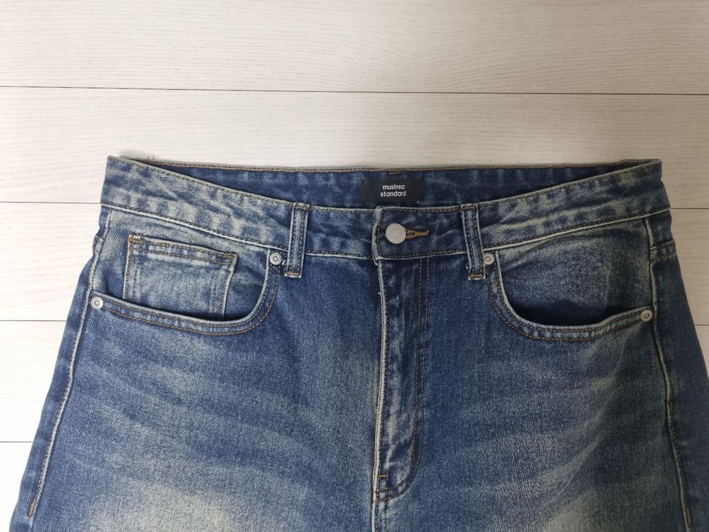 (새상품)무신사 스탠다드 빅 브러쉬 와이드 데님 러스티 블루33사이즈--4