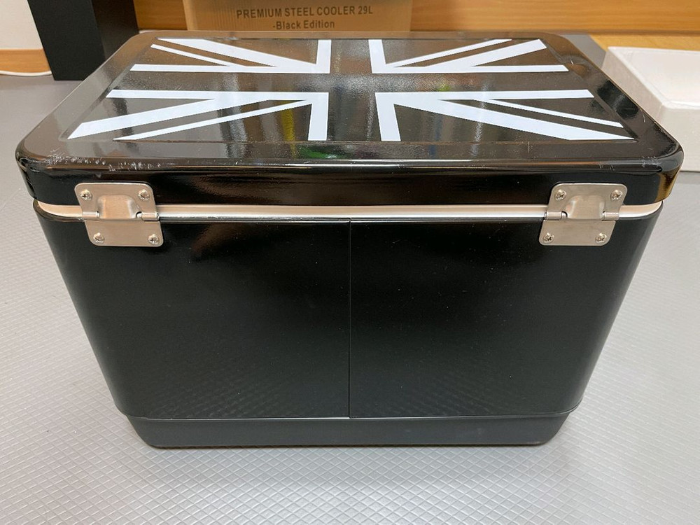 캠핑퍼스트X아베나키 블랙 유니언잭 스틸쿨러 아이스박스 29L--2
