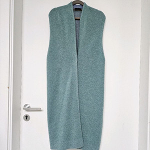 랑방 알파카 롱 니트 조끼 민트색