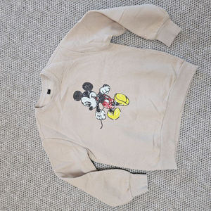 미키마우스 기모 맨투맨 티셔츠 블랙, 베이지 세트
