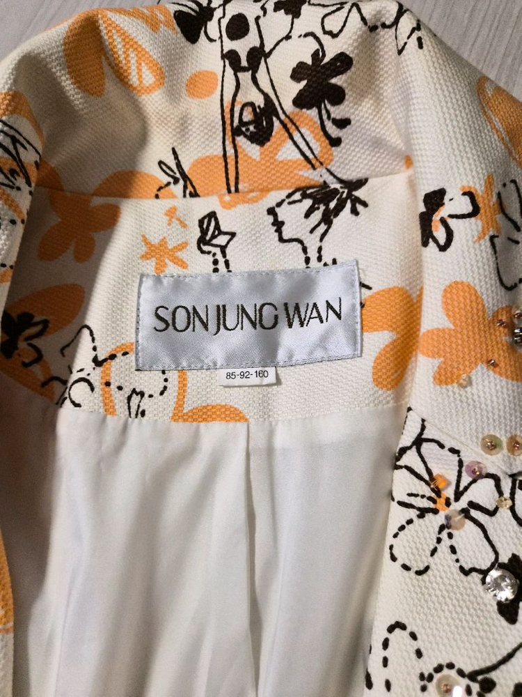 정품 손정완SON JUNG WAN 비즈 아트 드로잉 롱 자켓 55--5