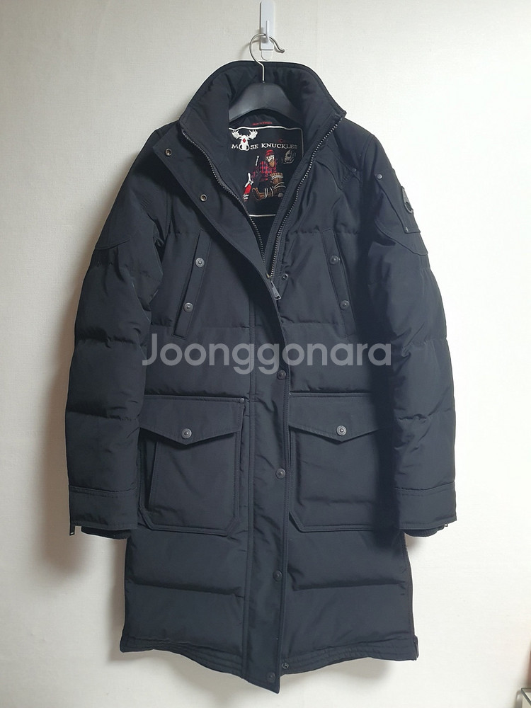 무스너클 블랙 롱패딩 XS 구스다운 슬림핏 (후드없음)--1