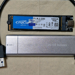 Crucial P1 M.2 2280 1TB NVMe SSD 외장 케이스 세트