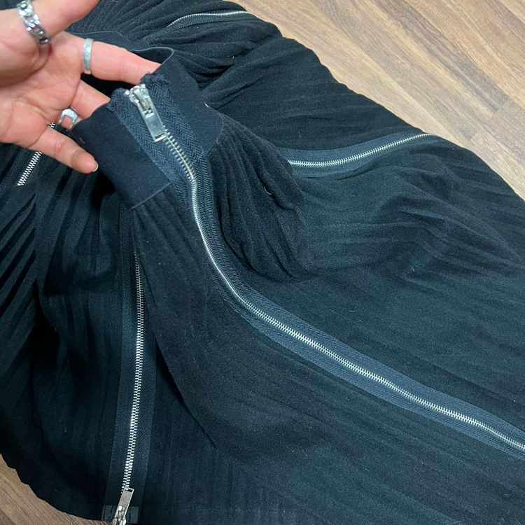 새상품 유니크 지퍼 모직 스커트(free)--5