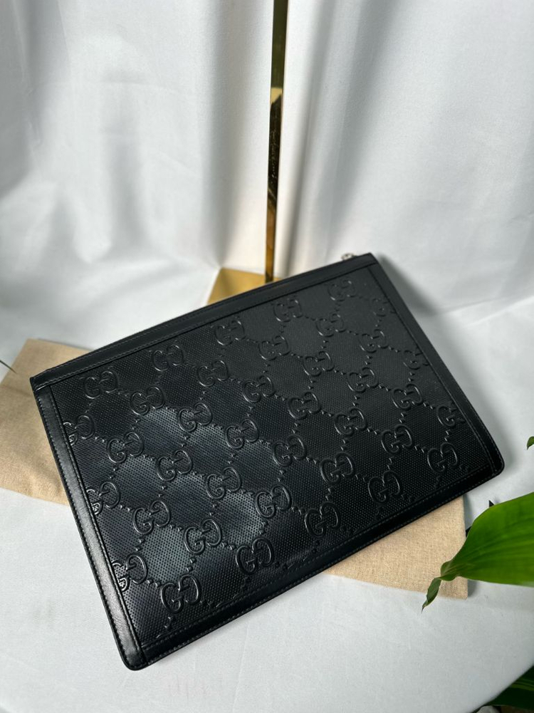 [정품]구찌 GG 엠보스 레더 파우치 클러치--2