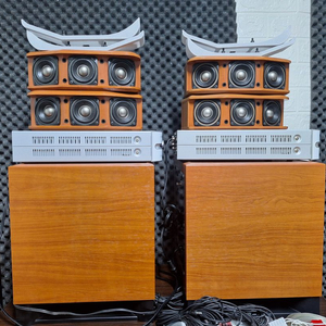 야마하 빈티지 홈시어터 2.1 시네마스테이션 스피커 세트 레트로 앤틱 인테리어 가게 매장용 가정용 이미지