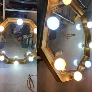 LED 조명 화장 6각 프레임거울+전구포함