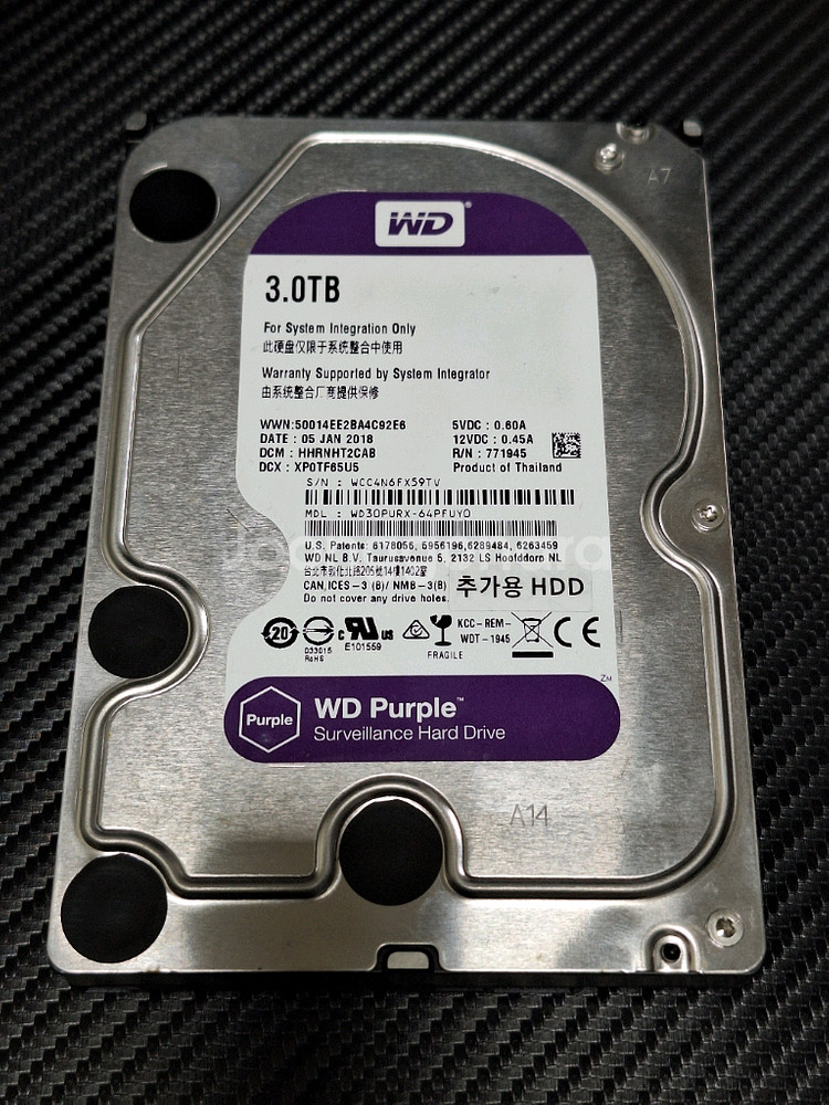WD purple 3TB 3테라 하드디스크--0