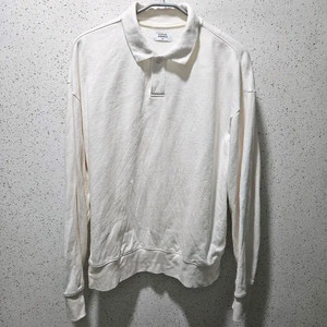 M) 무신사 스탠다드 카라넥 긴팔 티셔츠 카라티 크림