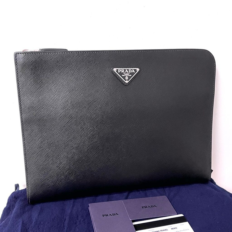 [S급/정품] 프라다 사피아노 클러치 백 블랙 가방--1