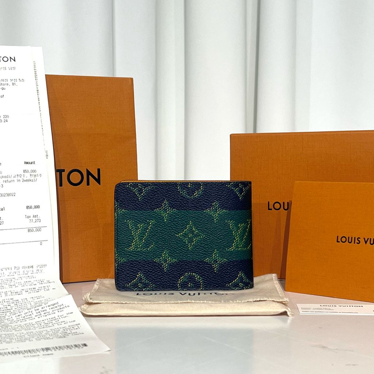 [미사용/신품,9/19구매]루이비통 블루 스트라이트 슬렌더 월렛 반지갑--1