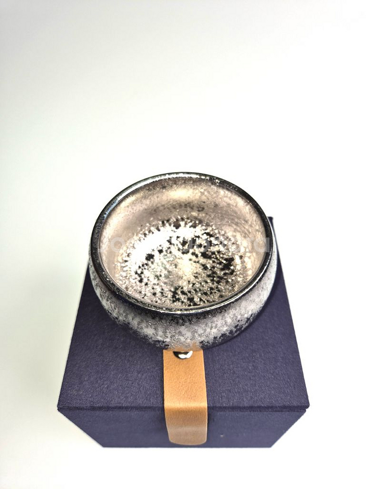 미사용 은도금 요변 결정문 다완 찻잔 중국도자기 골동품 수집품--1