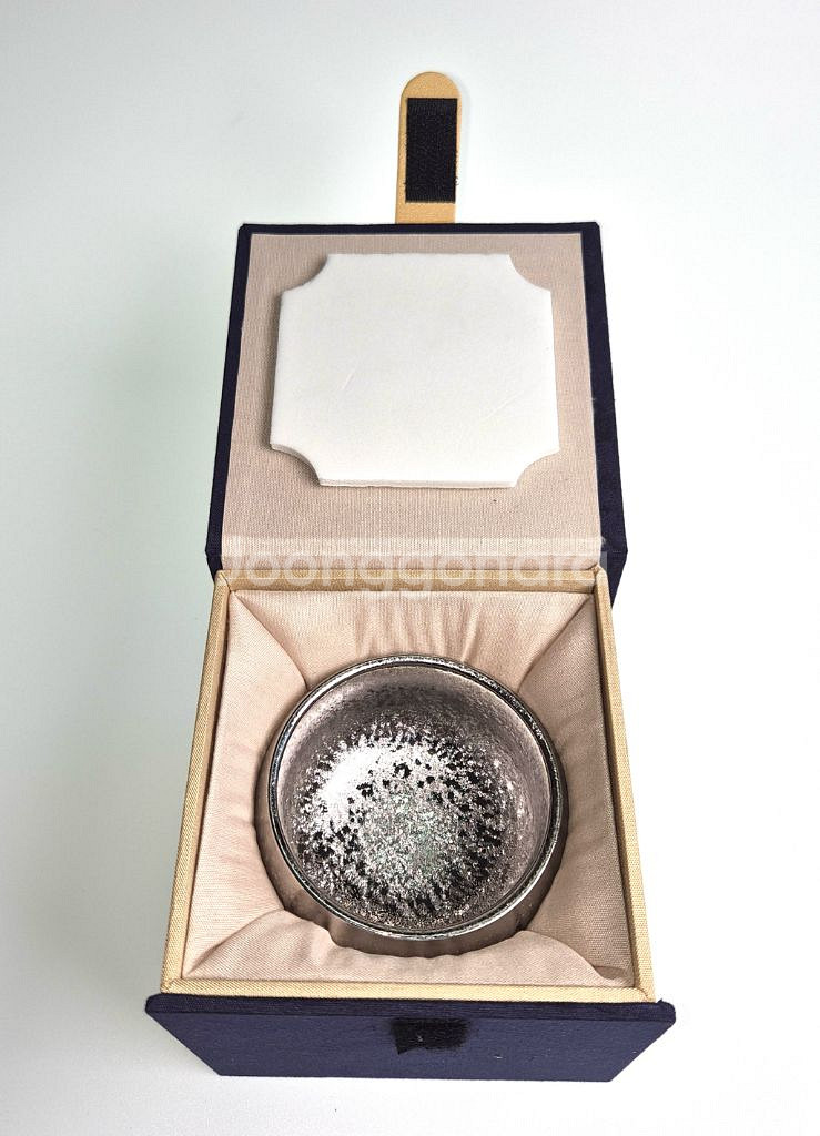 미사용 은도금 요변 결정문 다완 찻잔 중국도자기 골동품 수집품--8