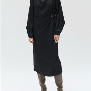 모한 버튼 드레이프 원피스 새상품 블랙 롱 원피스