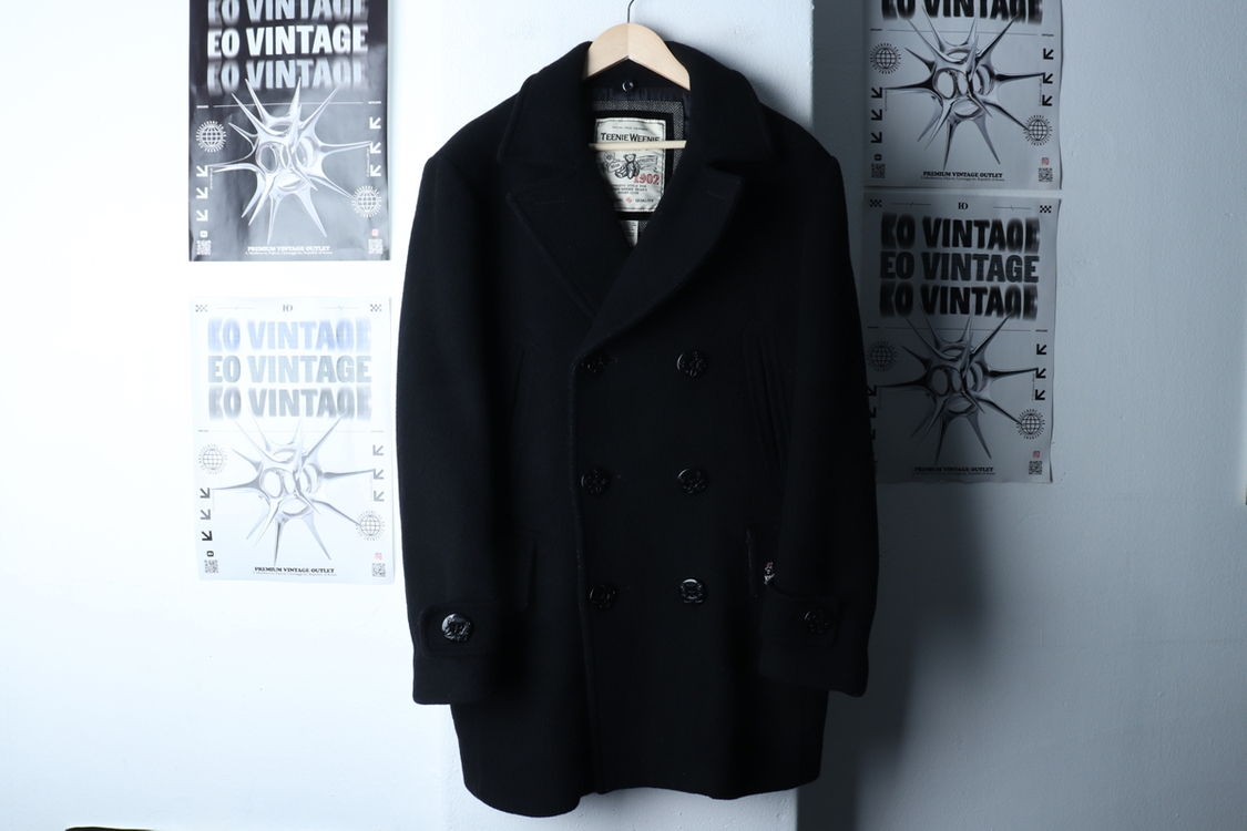 (L) 티니위니 코트자켓 더블 블랙 울 숏 해군 이미지