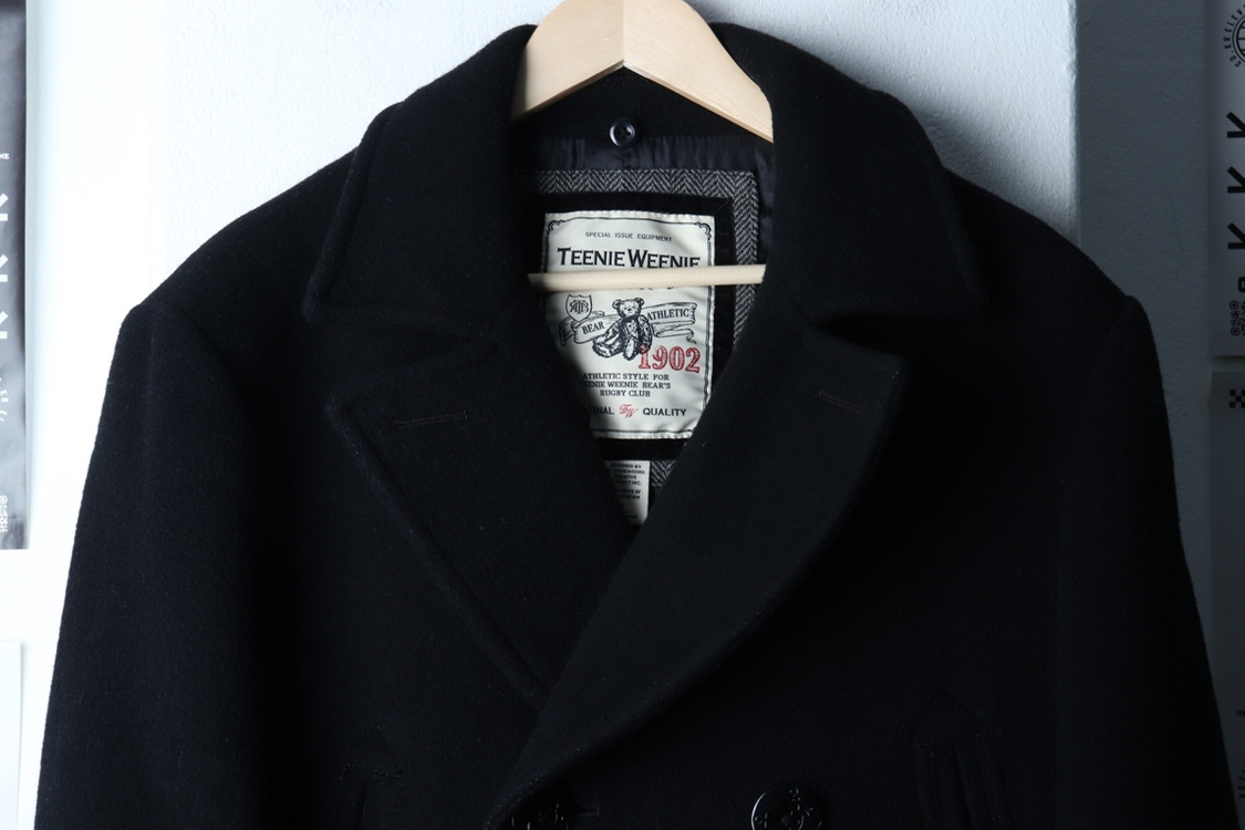 (L) 티니위니 코트자켓 더블 블랙 울 숏 해군 이미지