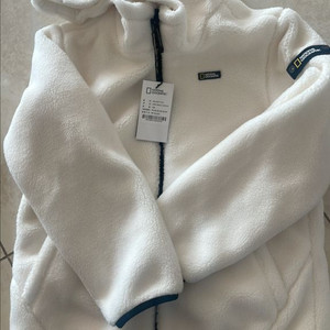 내셔널지오그래픽 키즈 뽀글이 코스토니 플리스집업 160사이즈 화이트 새상품 이미지