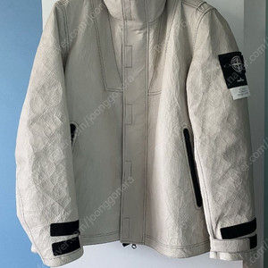 스톤아일랜드 화이트 와펜 아이스 레더 가죽 자켓