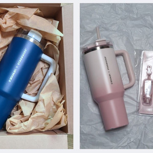 스타벅스 신년 블루 켄처 핸들 텀블러 887 스탠리 핑