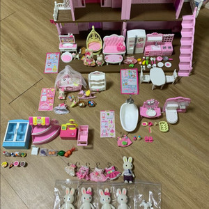 풀세트_콩지래빗 초인종하우스 + 거실세트 + 부엌세트 + 아기방세트 + 욕실세트 + 마트세트 + 추가드림있음