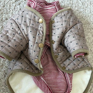 강아지 옷 누빔 조끼 티셔츠 L 일괄